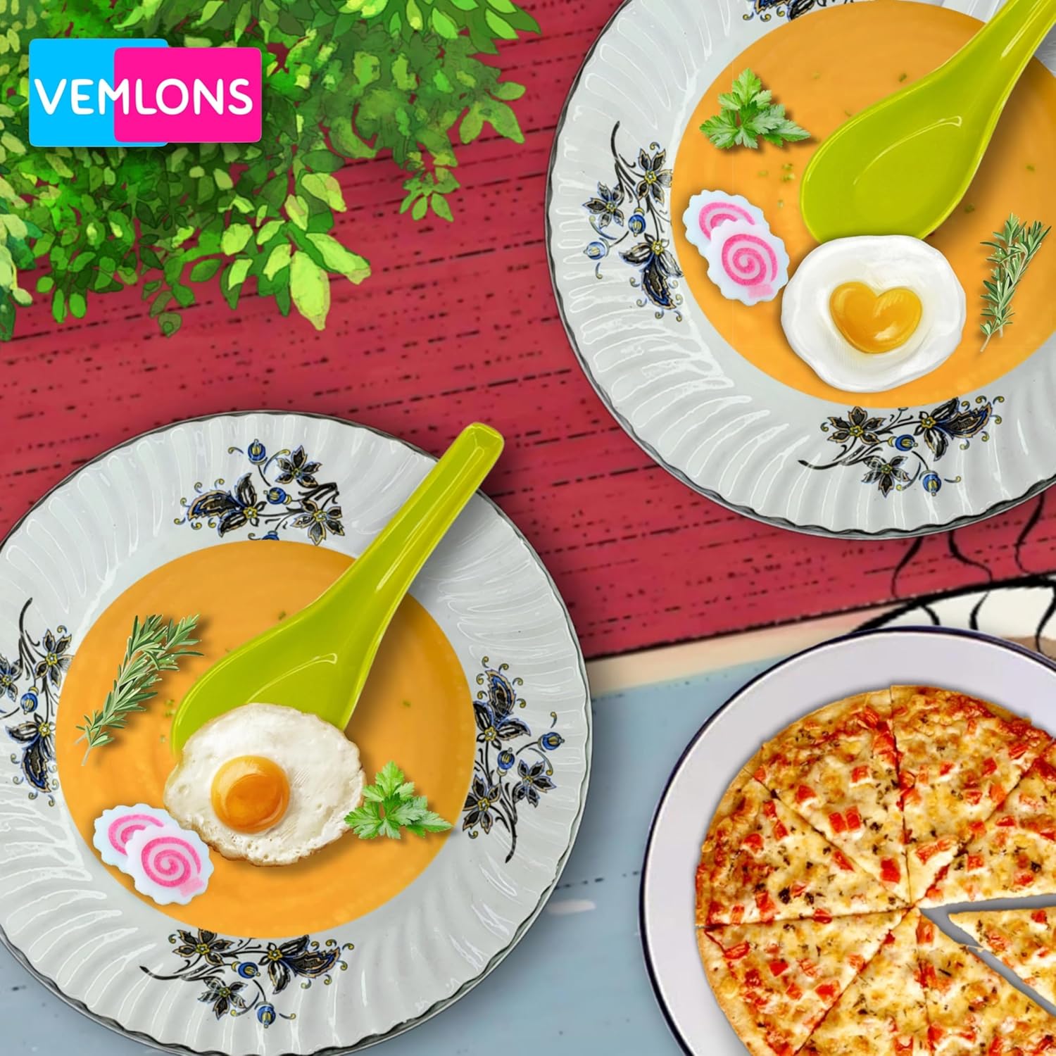 Soup Spoon Set of 6 – Green Melamine, Durable & Stylish for Everyday Use