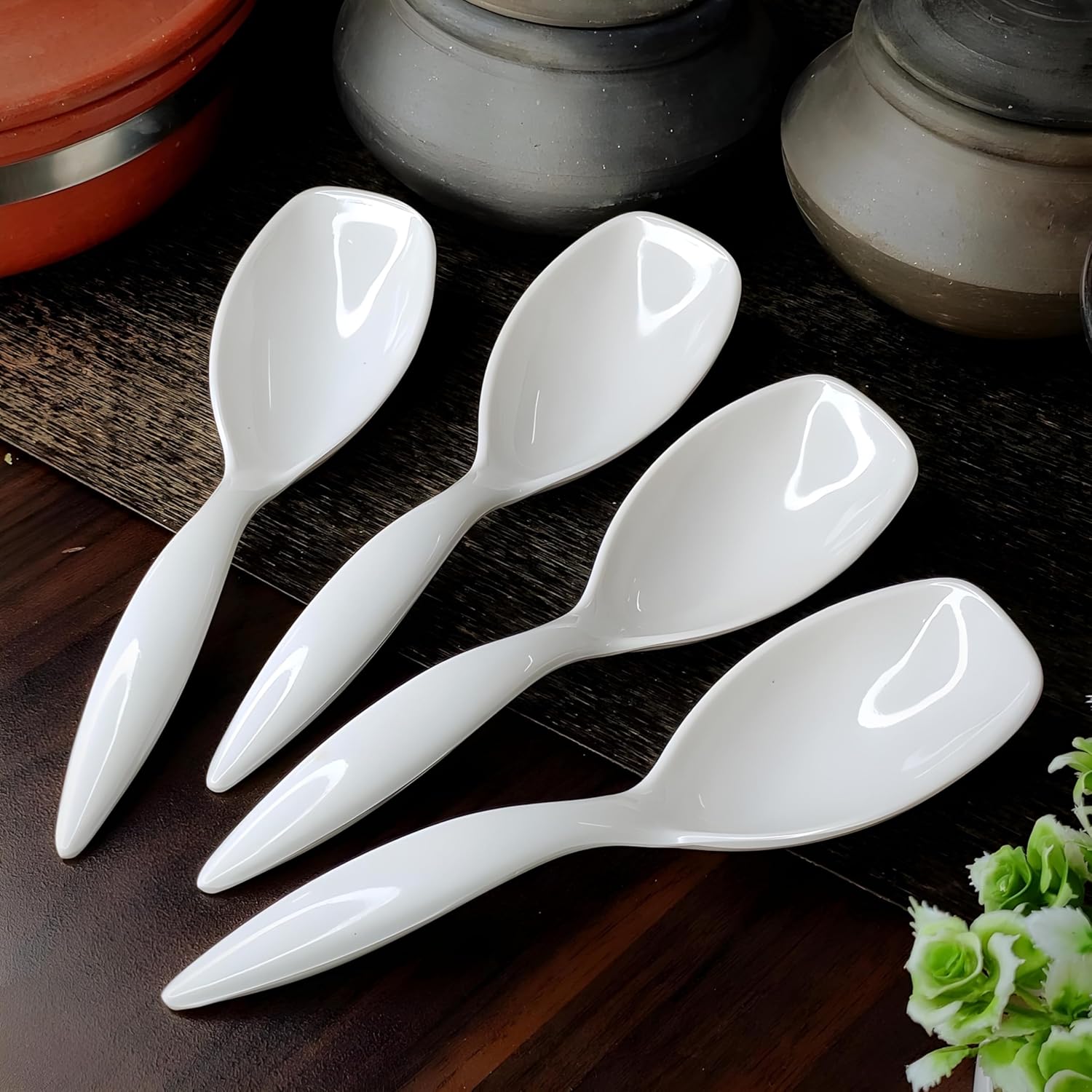 White Serving Spoon