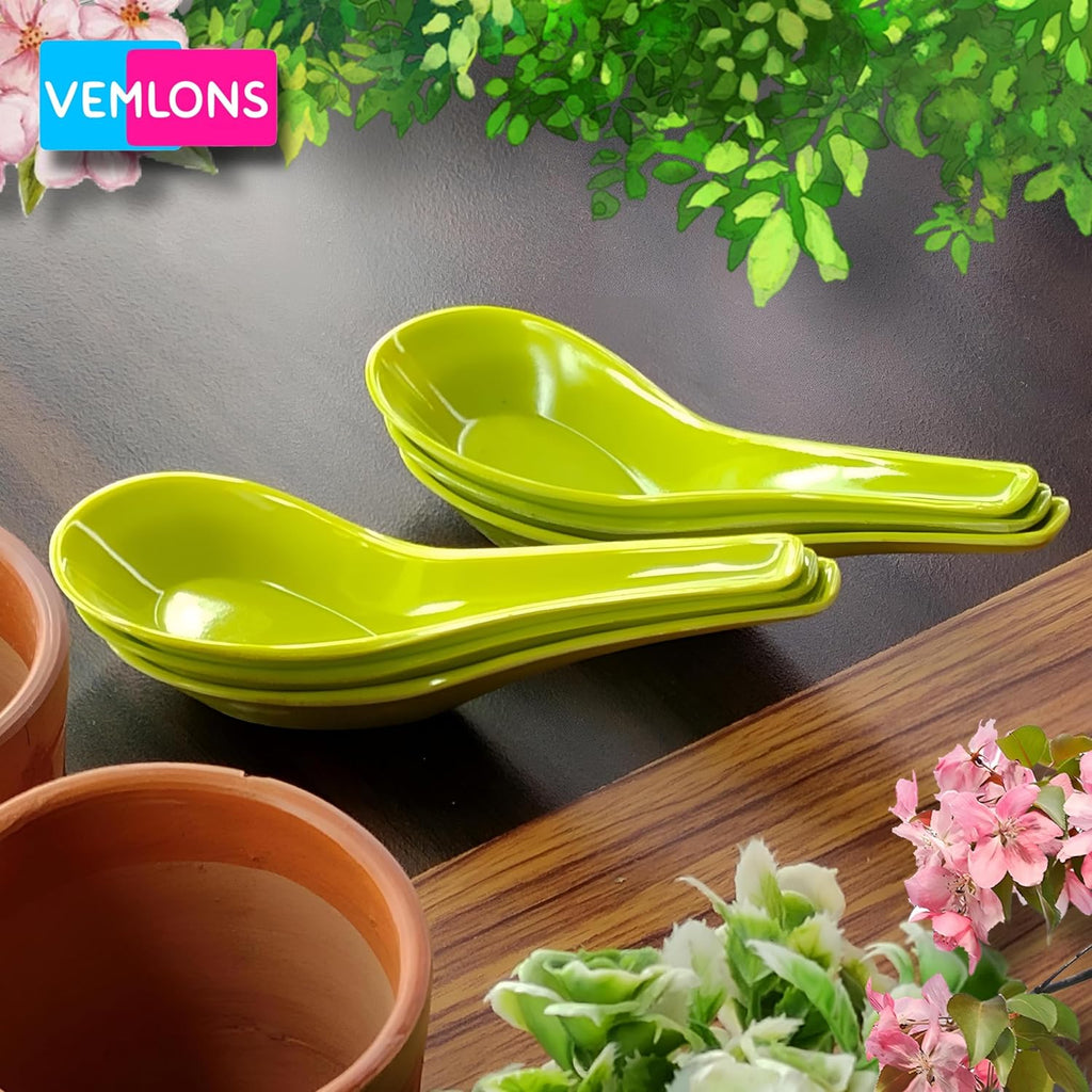 Soup Spoon Set of 6 – Green Melamine, Durable & Stylish for Everyday Use