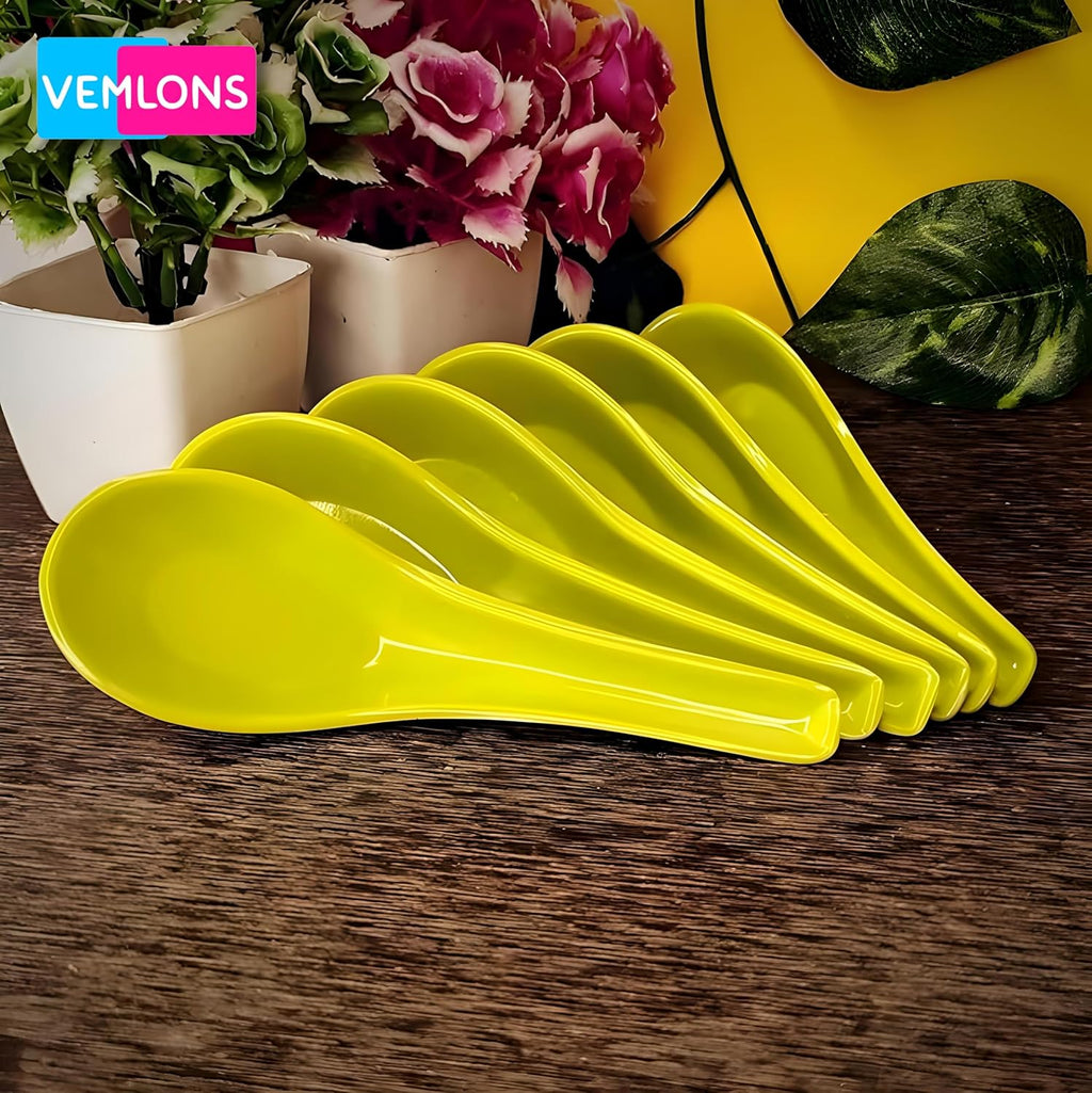 Soup Spoon Set of 6 – Green Melamine, Durable & Stylish for Everyday Use