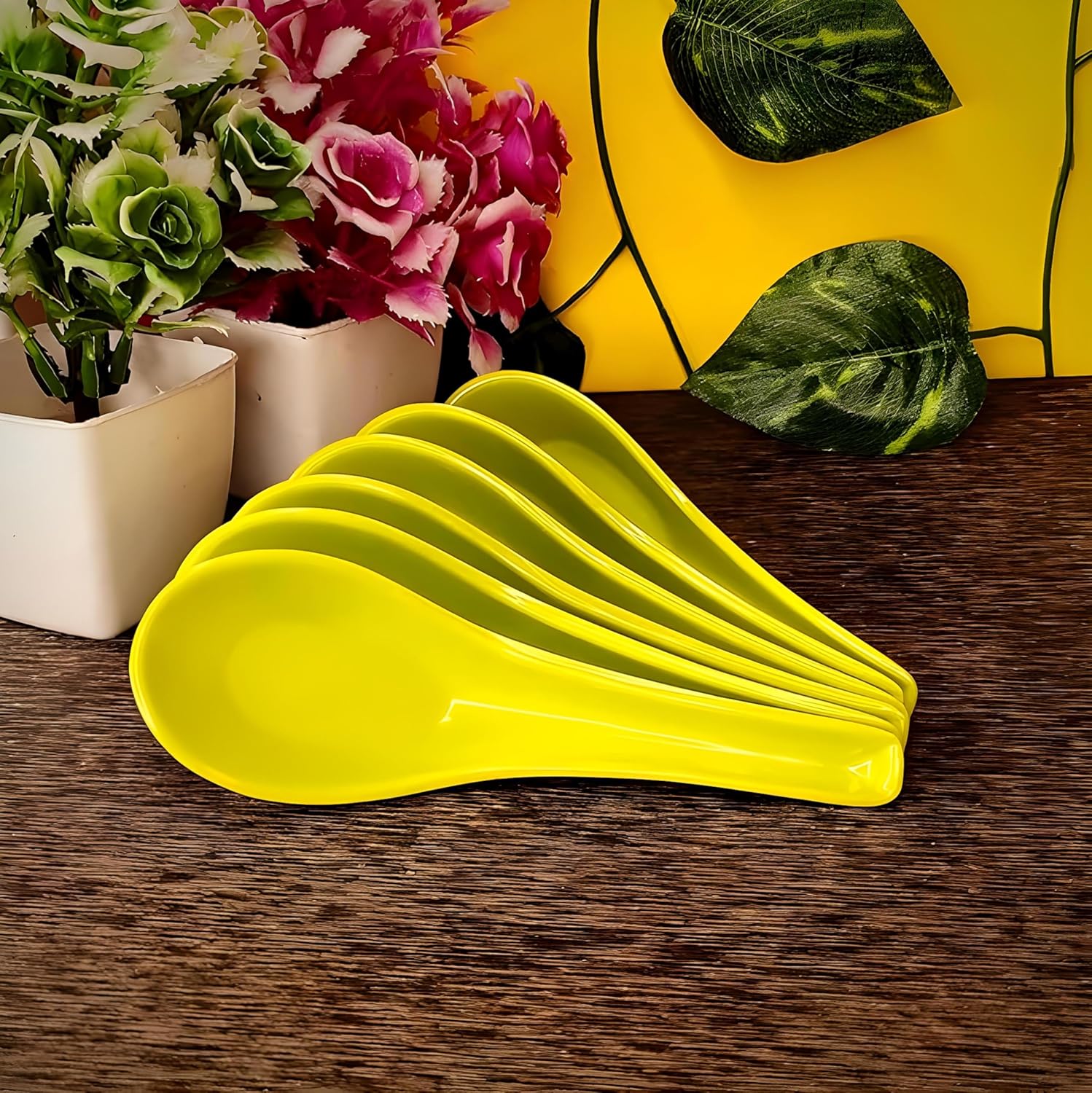 Soup Spoon Set of 6 – Green Melamine, Durable & Stylish for Everyday Use