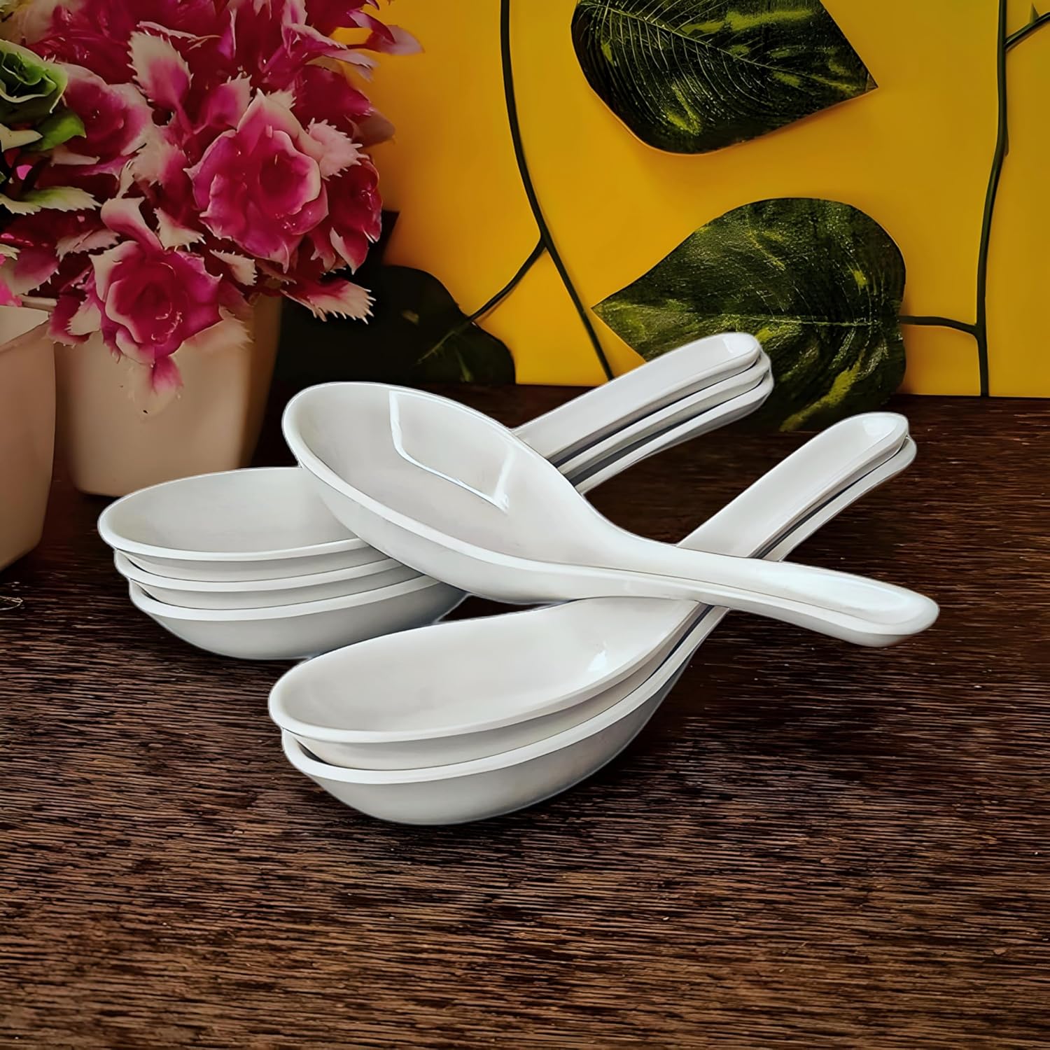 Soup Spoon Set of 6 – White Melamine Soup Spoons